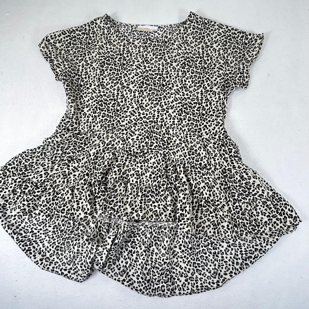 North‎ End Leopard Print Tiered Baby Doll Top Womens Small Animal Print Boho